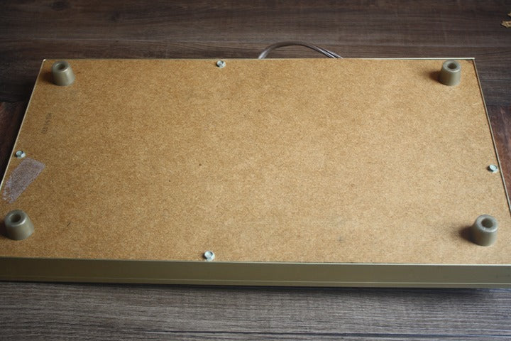 Vintage Cornwall Electric Tray with a faux walnut wood grain surface