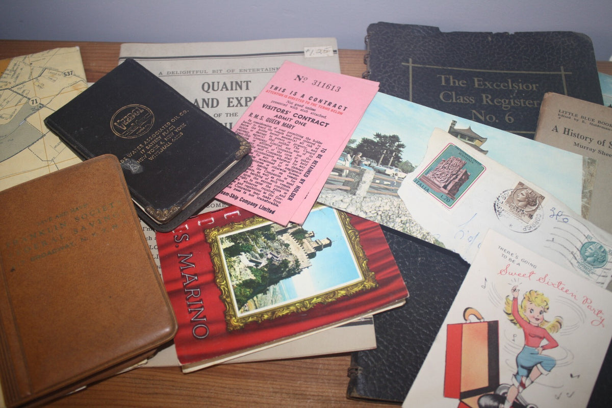 One Pound of Vintage Collectible Books, Maps, and Ephemera Pulls