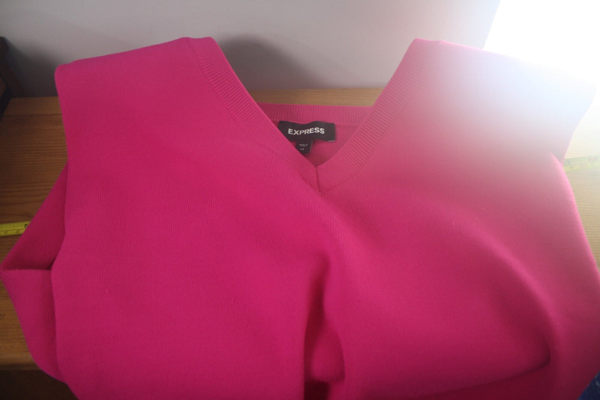 Express Bright Pink V-Neck Sleeveless Sweater Vest
