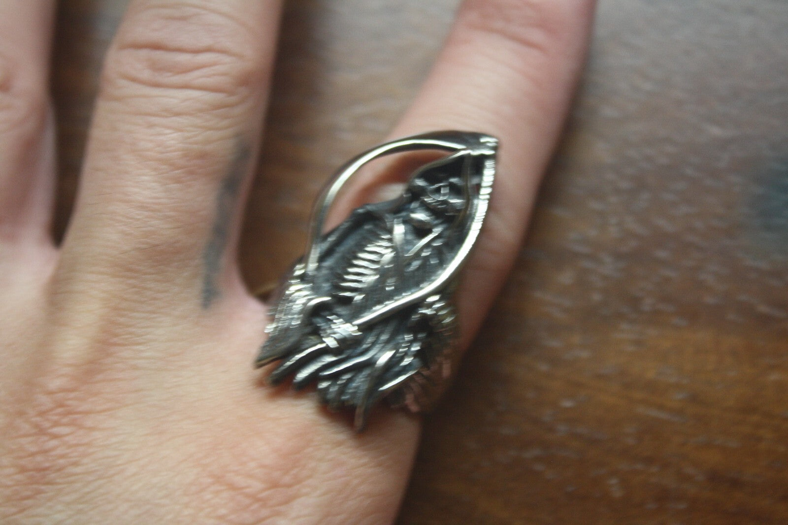 Vintage Style Grim Reaper Skeleton Silver Tone Ring