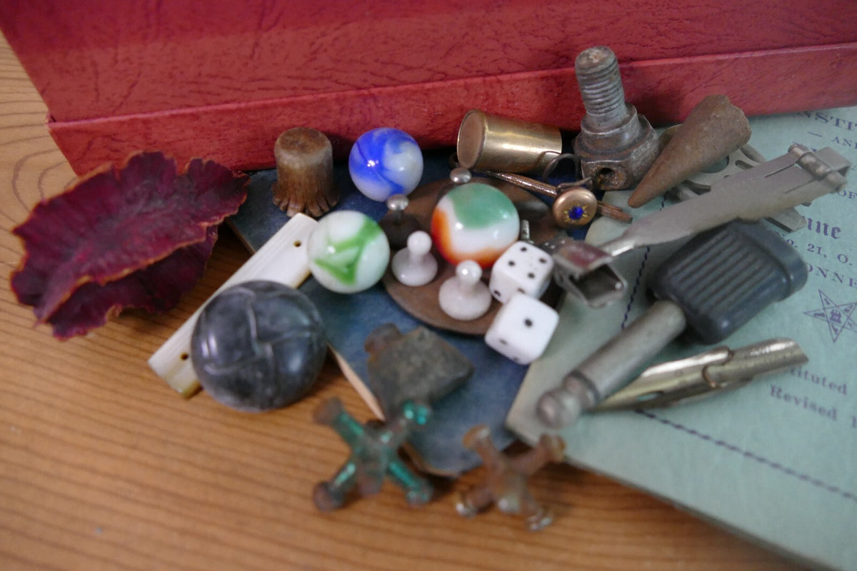 Mixed Ephemera Lot Including Vintage / Antique Jacks and Marbles