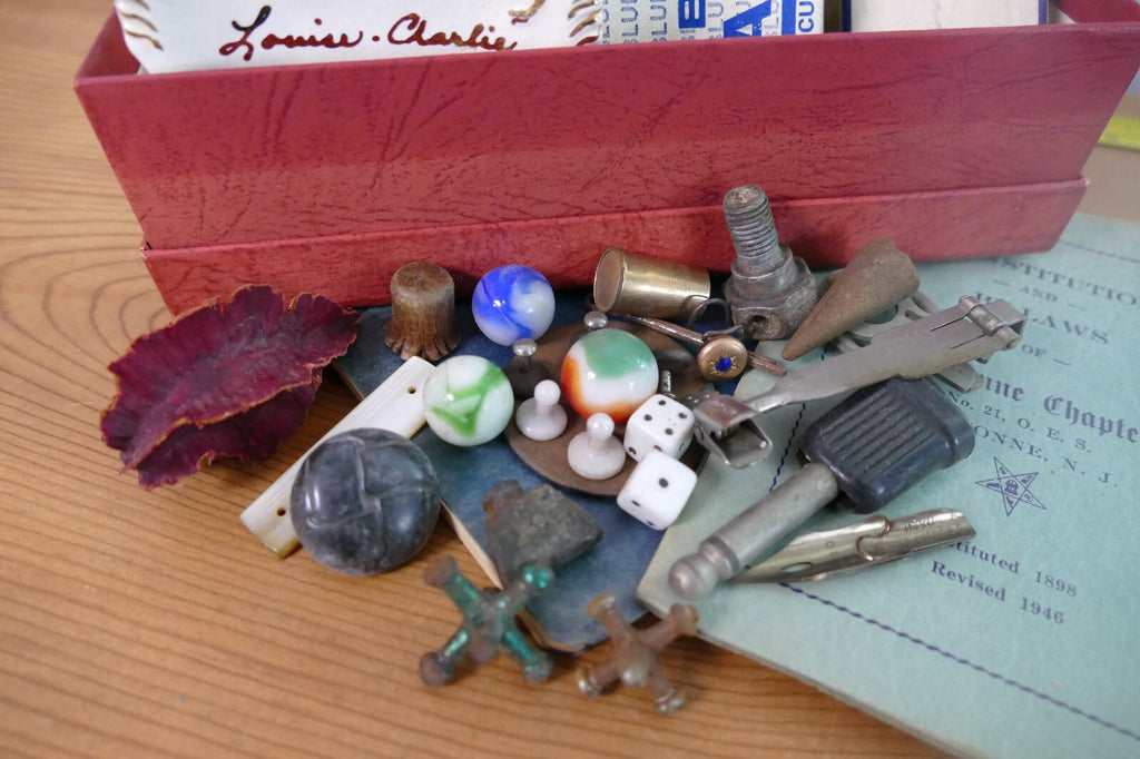 Mixed Ephemera Lot Including Vintage / Antique Jacks and Marbles