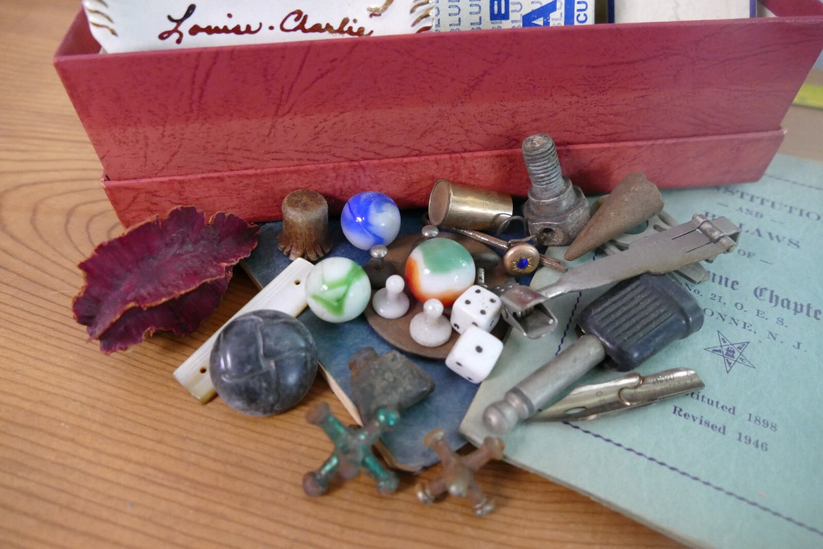 Mixed Ephemera Lot Including Vintage / Antique Jacks and Marbles