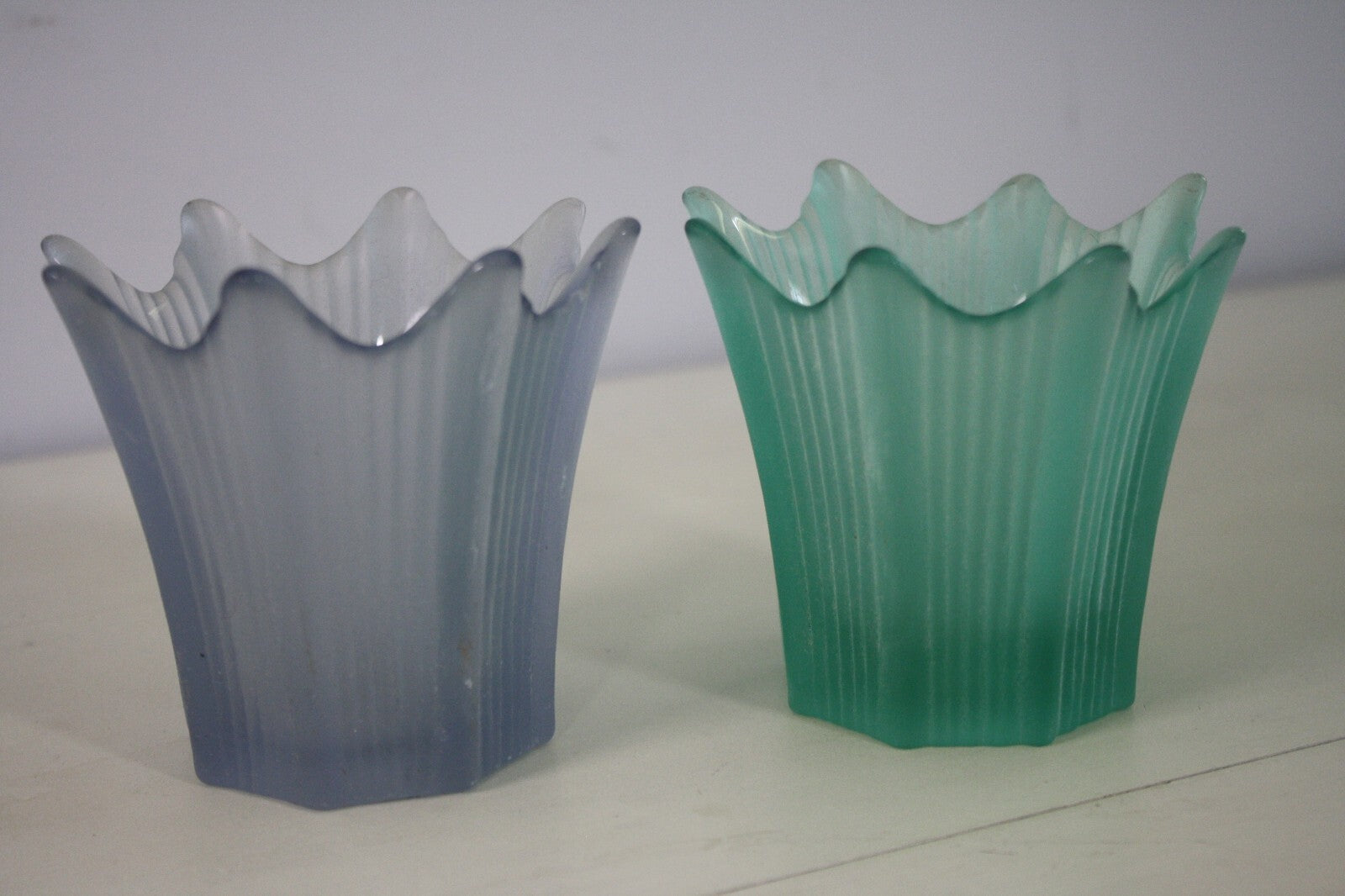 Two Frosted Tea Light Glasses