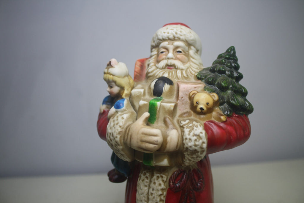 Vintage Silvestri Ceramic Santa Claus Figurine Music Box