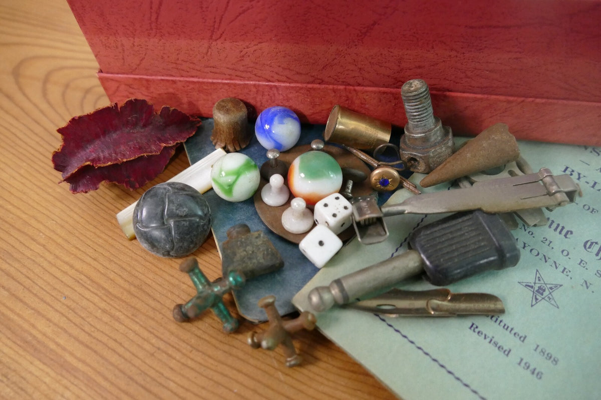 Mixed Ephemera Lot Including Vintage / Antique Jacks and Marbles