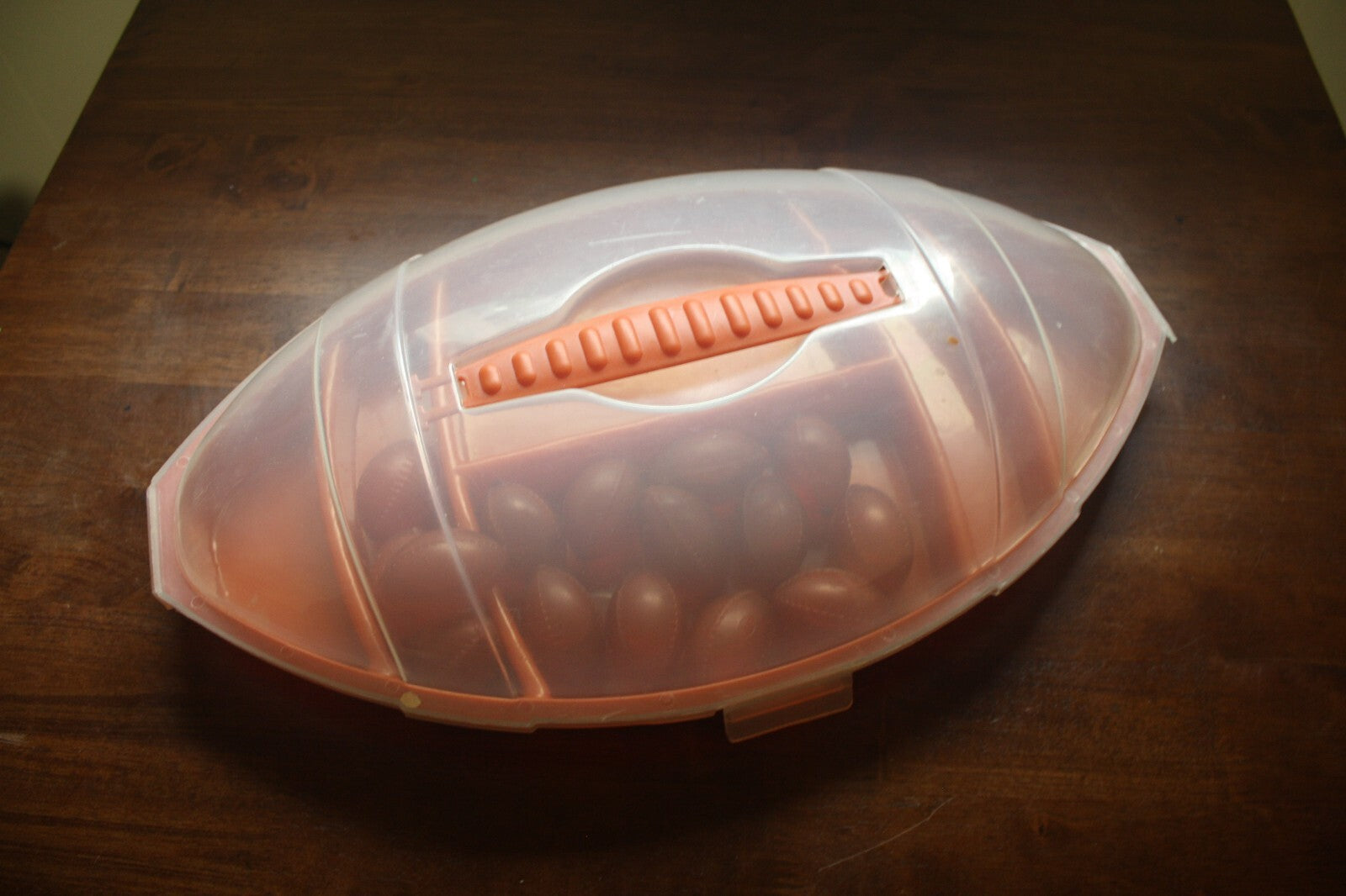 Vintage Football-Shaped Plastic Snack Tray with Lid