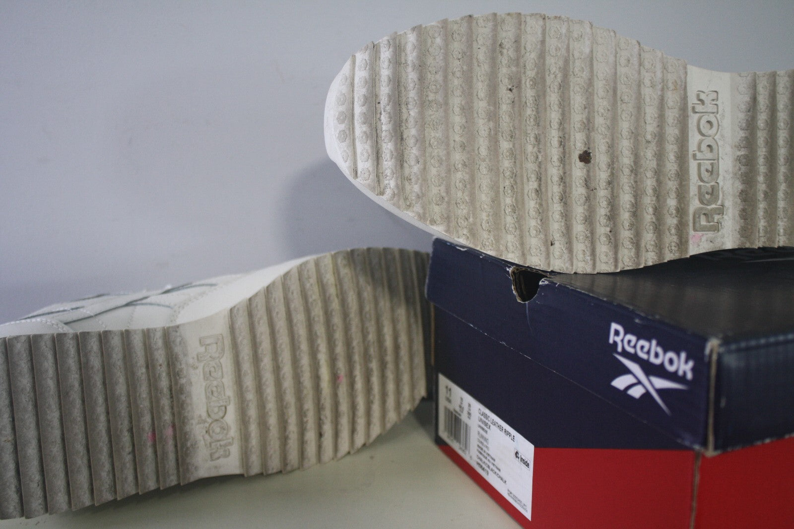 Reebok Classic White Leather Sneakers with Speckled Sole