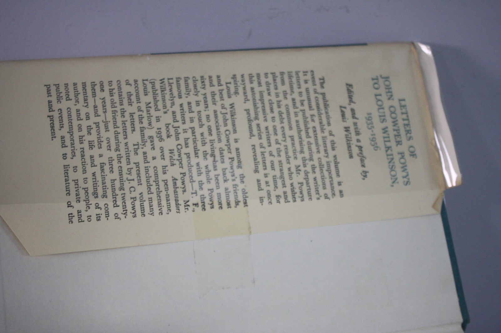 Letters of John Cowper Powys to Louis Wilkinson