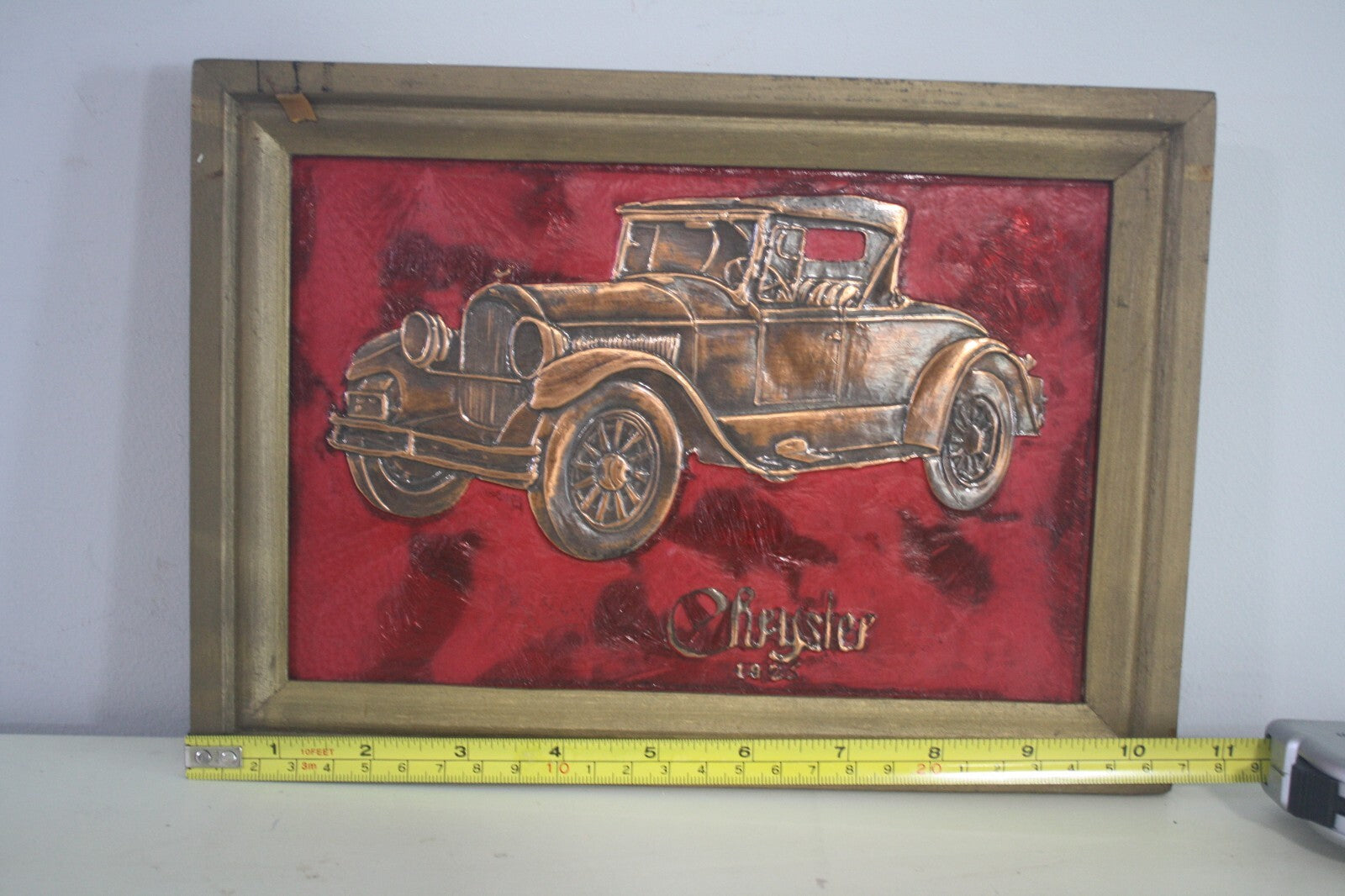 Vintage Chrysler 1929 Metal Relief Wall Art Plaque