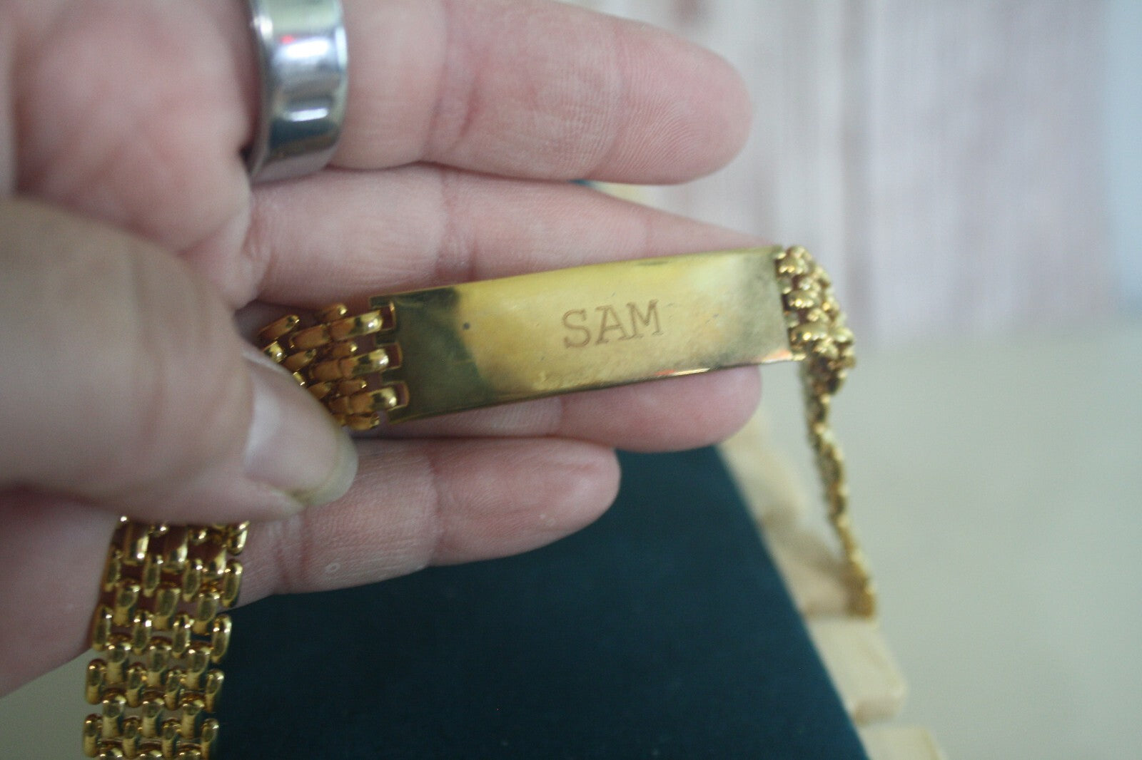 Vintage Gold Toned Bracelet Engraved "SAM" - Estate Find