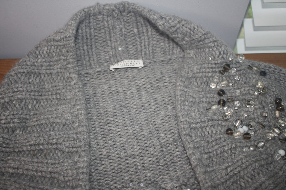 Brunello Cucinelli Embellished Knit Bolero Shrug