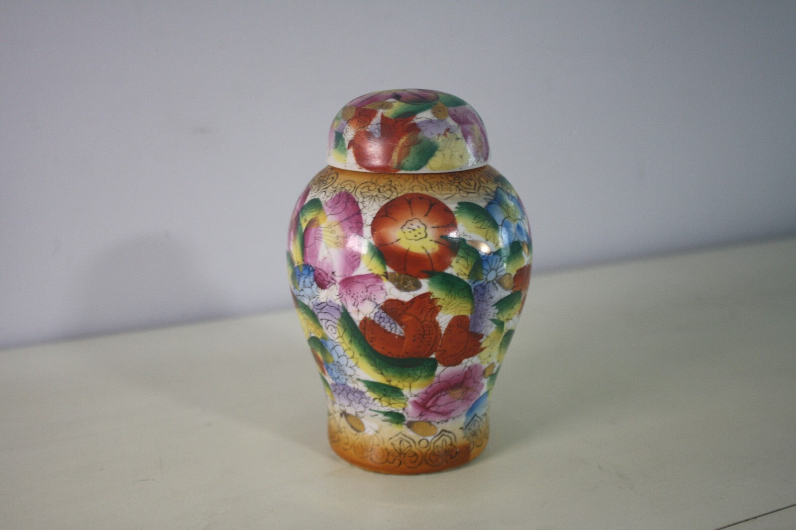 Vintage Chinese Famille Rose Ginger Jar