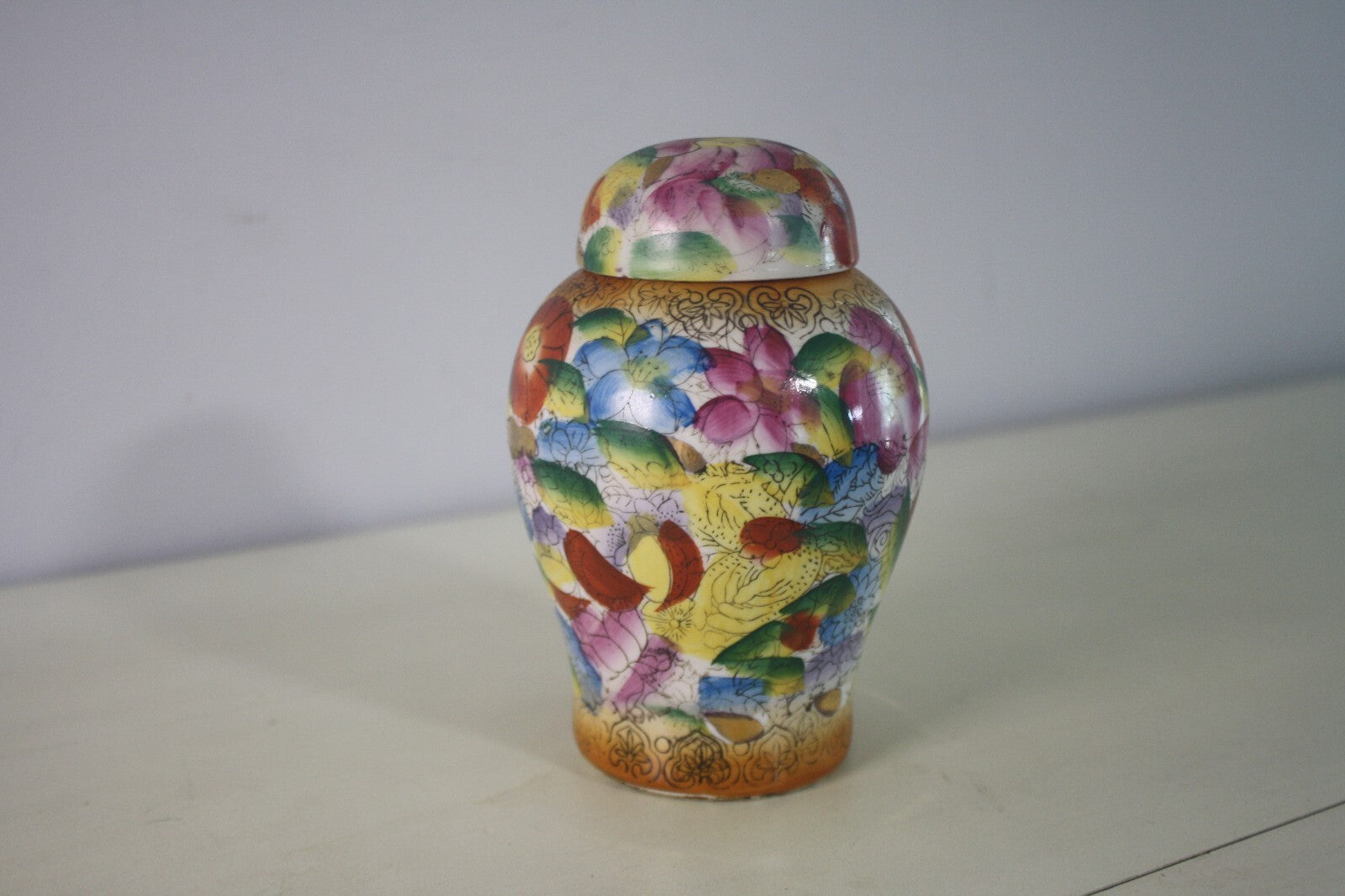 Vintage Chinese Famille Rose Ginger Jar