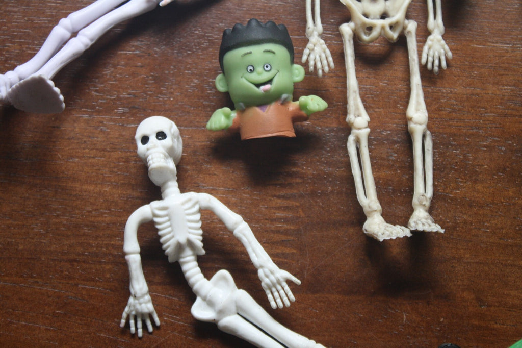 Set of 5 Vintage Halloween Skeleton and Monster Figurines