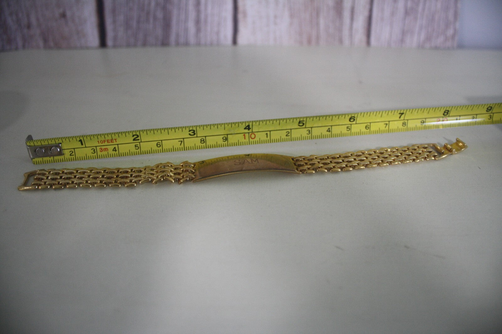 Vintage Gold Toned Bracelet Engraved "SAM" - Estate Find