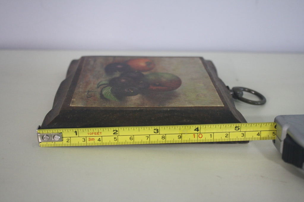 Vintage Still Life Wood Plaque with Metal Hanger