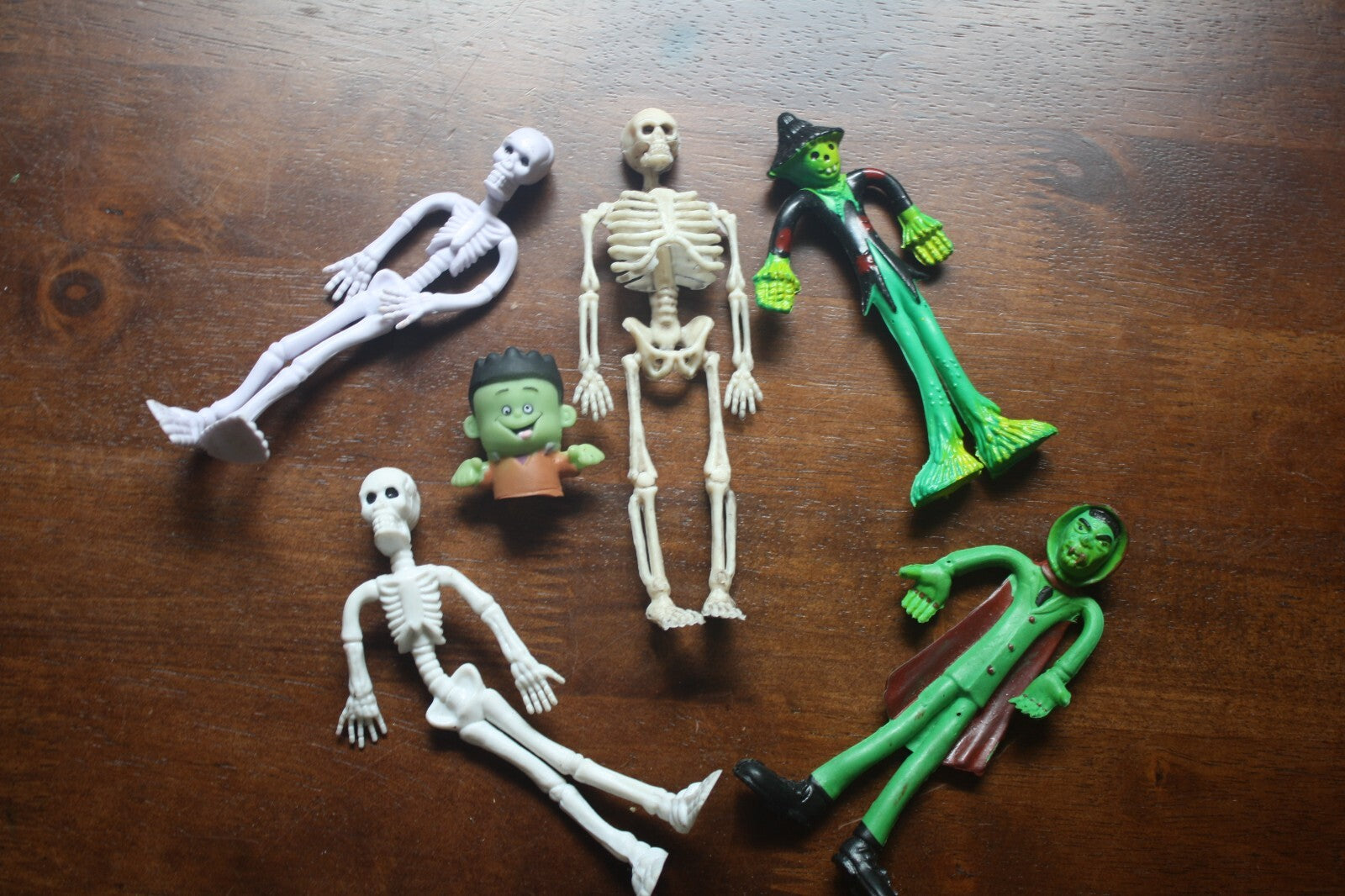 Set of 5 Vintage Halloween Skeleton and Monster Figurines
