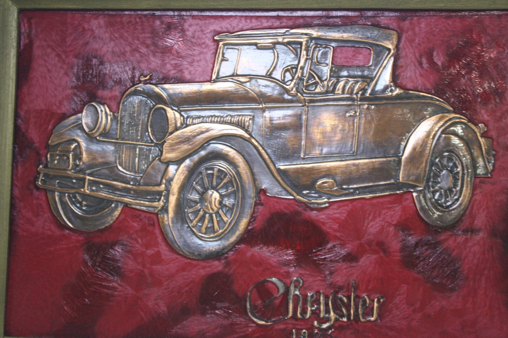 Vintage Chrysler 1929 Metal Relief Wall Art Plaque