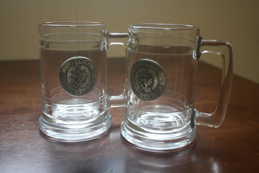 Lindt & Sprüngli Glass Beer Mugs Set of 2