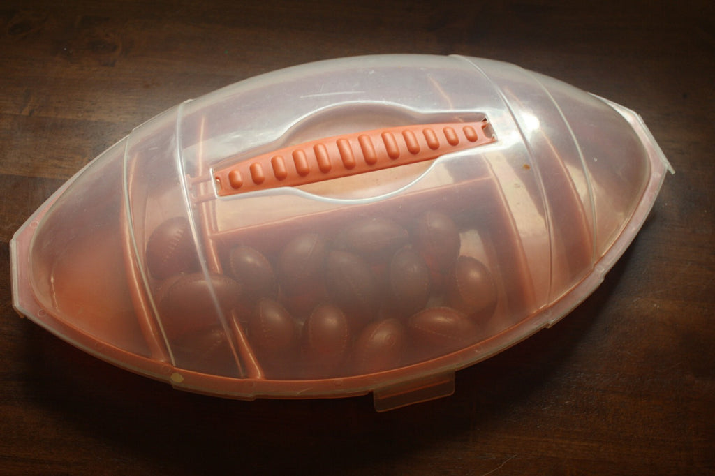 Vintage Football-Shaped Plastic Snack Tray with Lid
