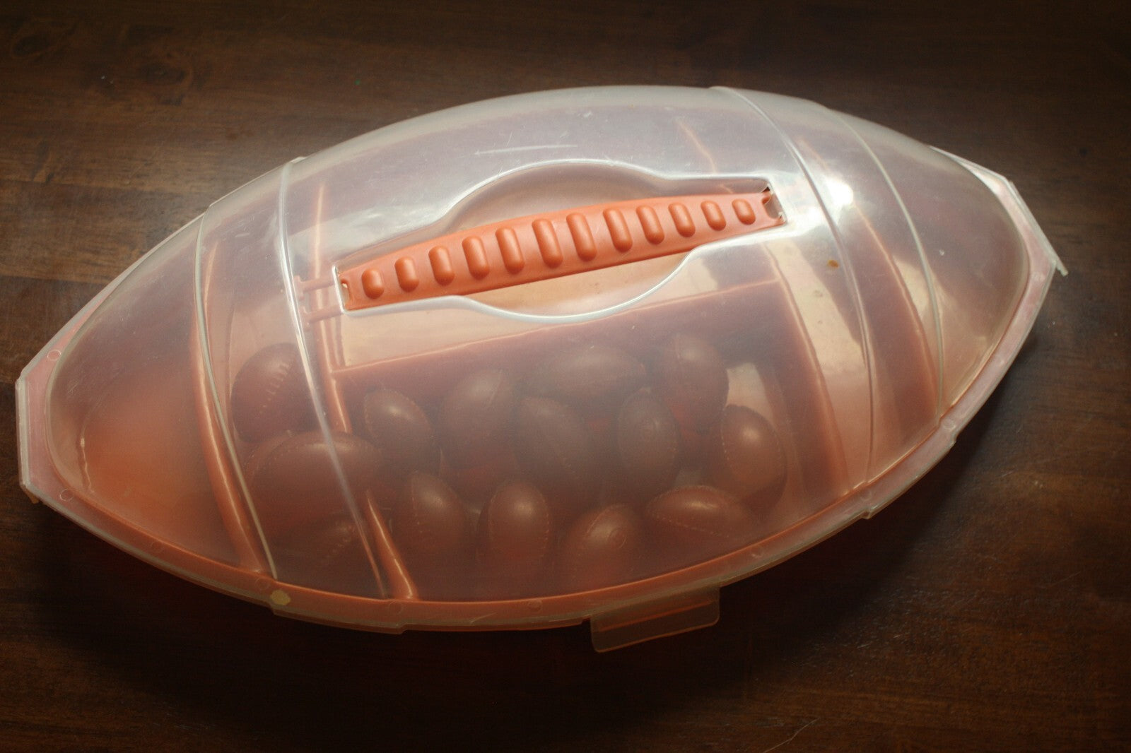 Vintage Football-Shaped Plastic Snack Tray with Lid