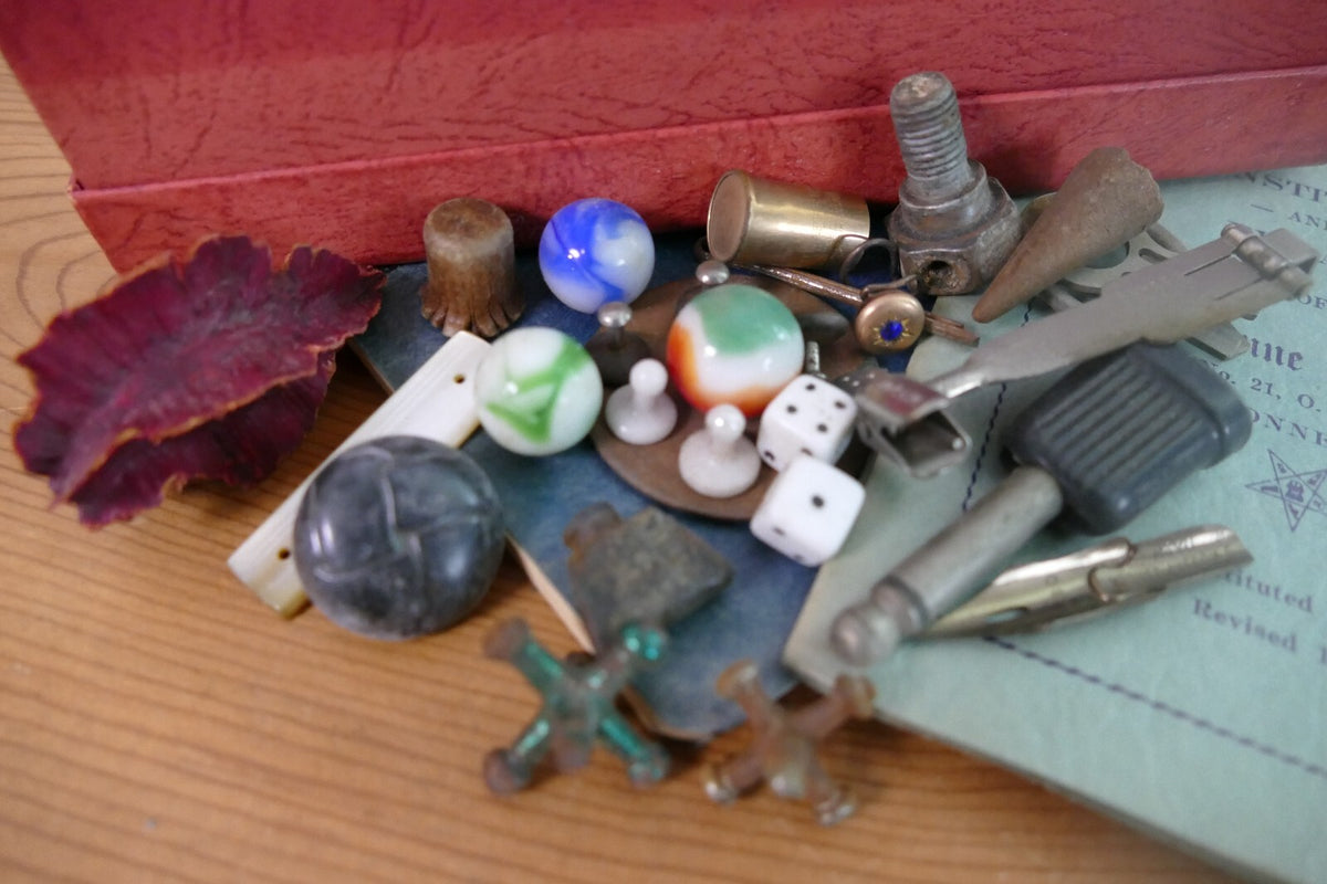 Mixed Ephemera Lot Including Vintage / Antique Jacks and Marbles