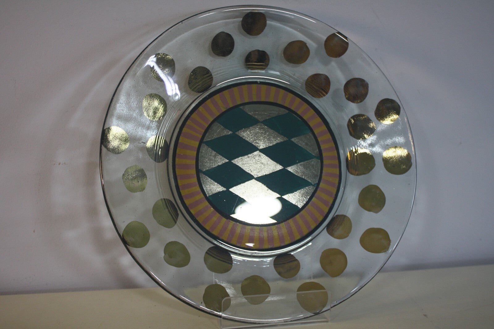 MacKenzie-Childs 9-inch Glass Luncheon Plate Circus Collection