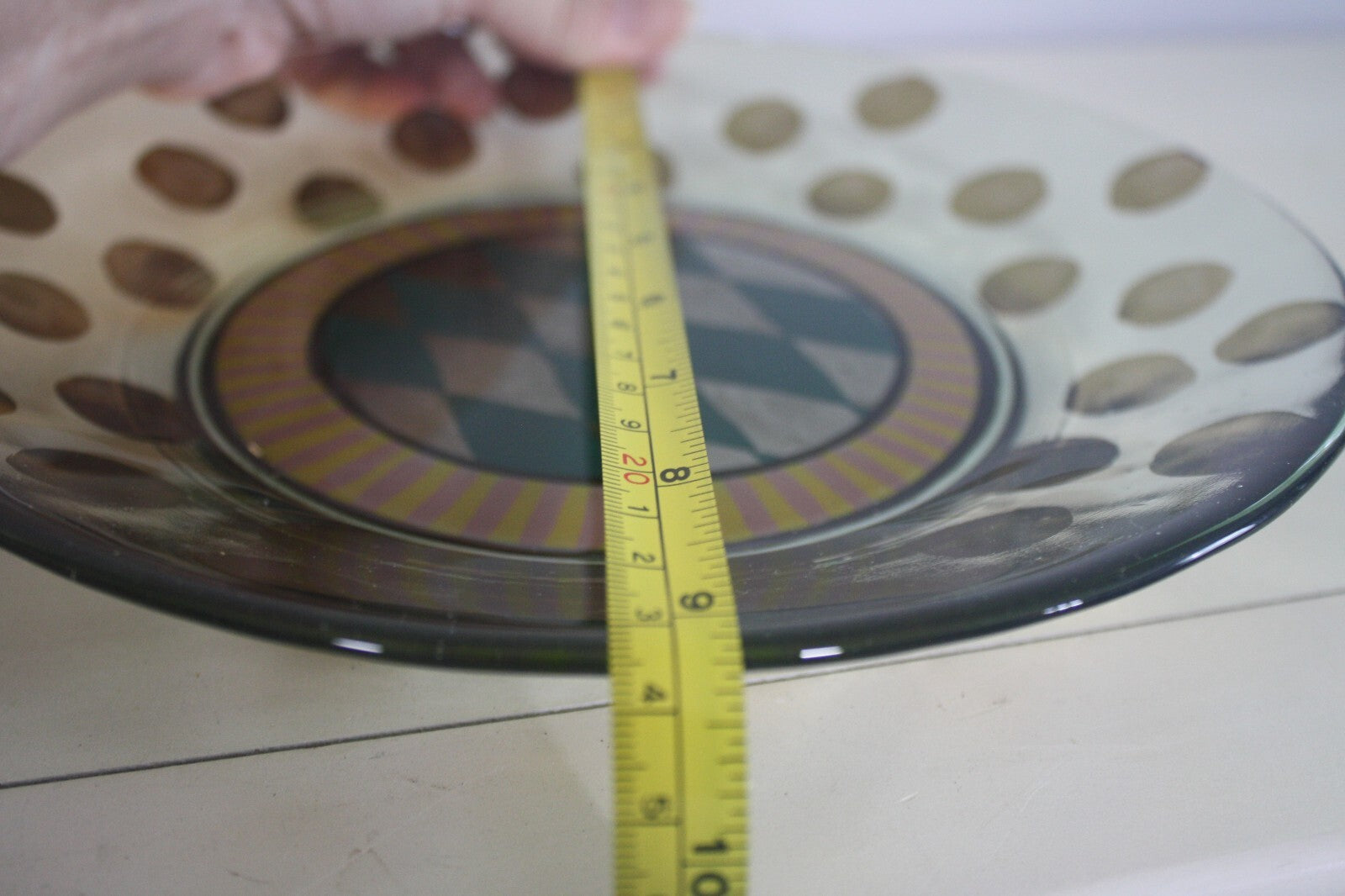 MacKenzie-Childs 9-inch Glass Luncheon Plate Circus Collection
