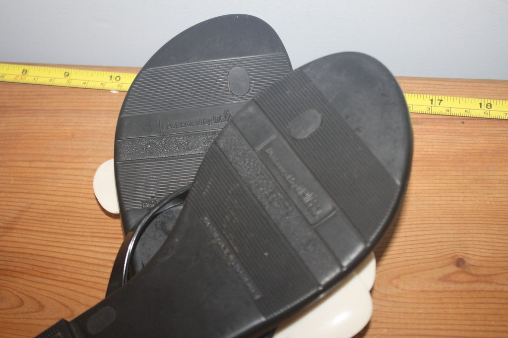 Mel by Melissa Black with White Flower Sandals size 8