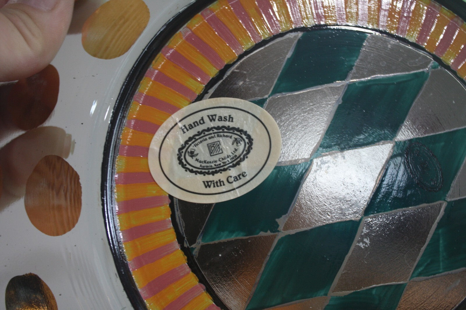 MacKenzie-Childs 9-inch Glass Luncheon Plate Circus Collection