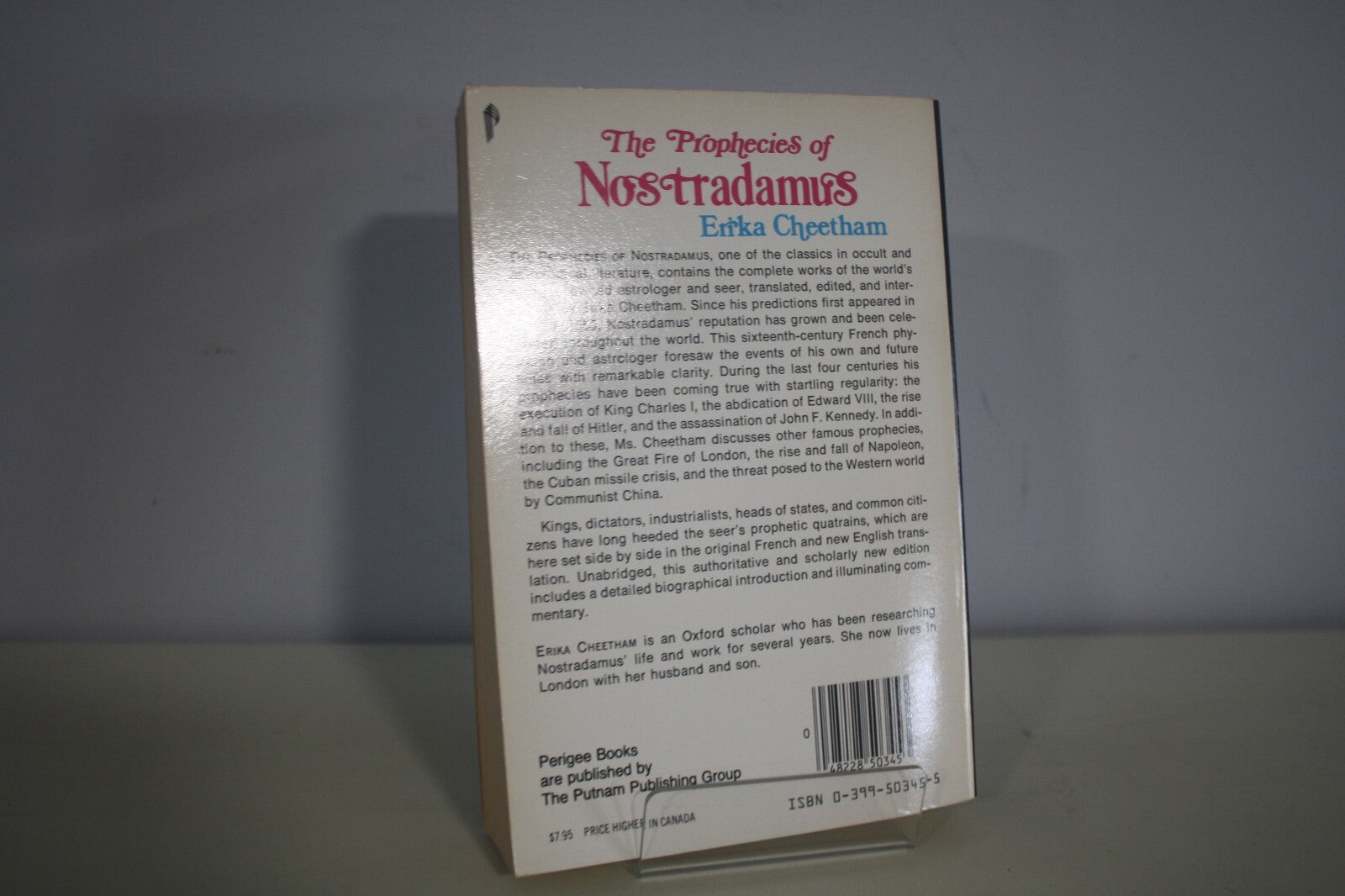 The Prophecies of Nostradamus by Erika Cheetham Paperback Book