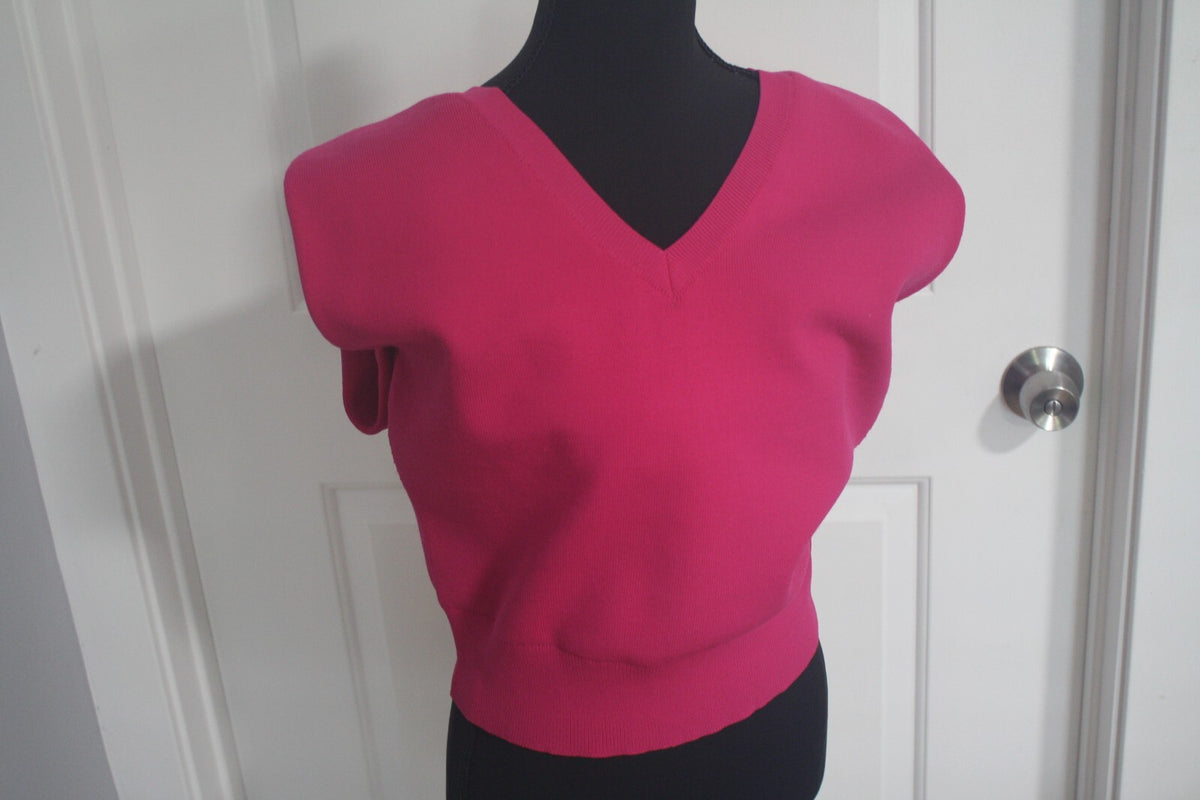 Express Bright Pink V-Neck Sleeveless Sweater Vest