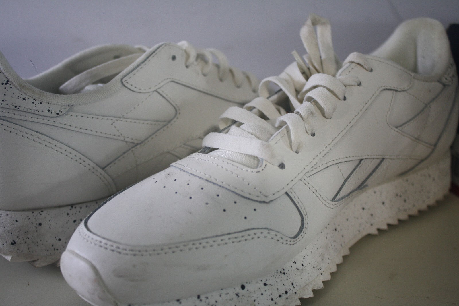 Reebok Classic White Leather Sneakers with Speckled Sole