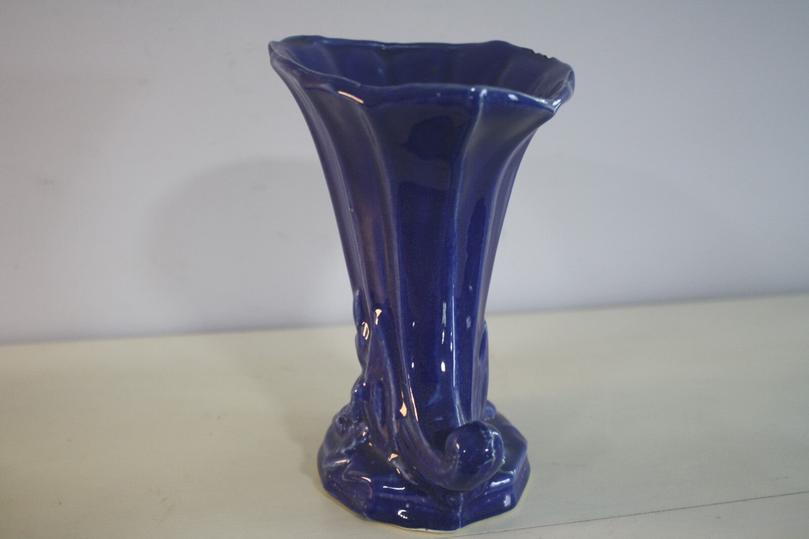 Vintage Blue MCoy Vase - See photos for small chipping on lip