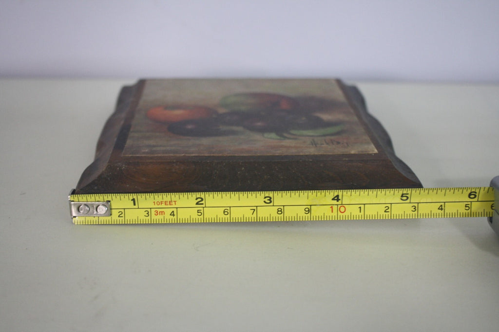 Vintage Still Life Wood Plaque with Metal Hanger