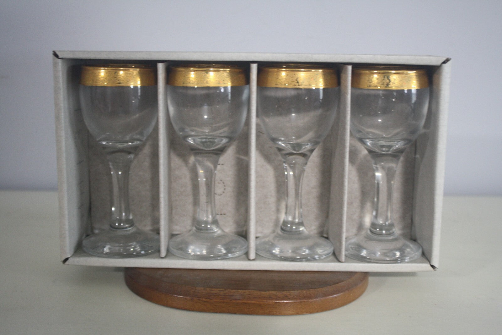 Vintage Imperial Crystal Cordial Glasses Decorated with 24k Gold Rims