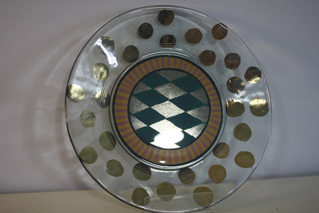 MacKenzie-Childs 9-inch Glass Luncheon Plate Circus Collection
