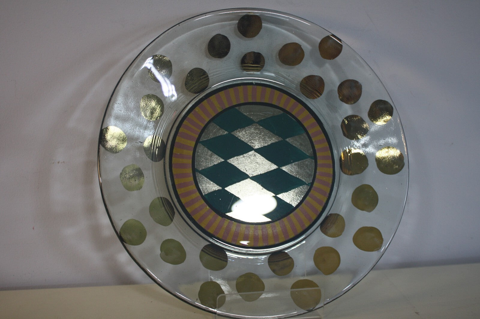 MacKenzie-Childs 9-inch Glass Luncheon Plate Circus Collection