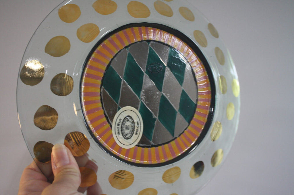 MacKenzie-Childs 9-inch Glass Luncheon Plate Circus Collection