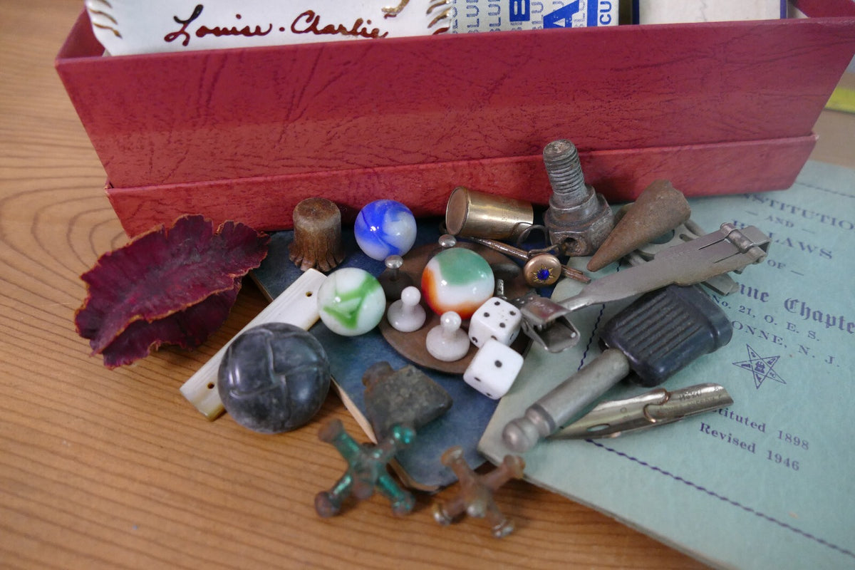 Mixed Ephemera Lot Including Vintage / Antique Jacks and Marbles