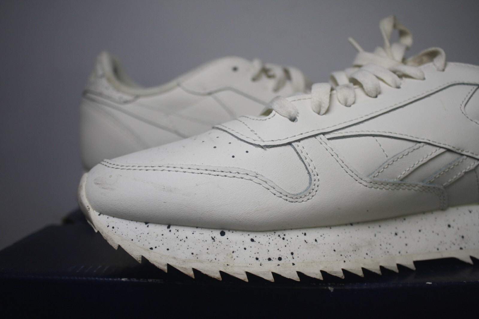 Reebok Classic White Leather Sneakers with Speckled Sole