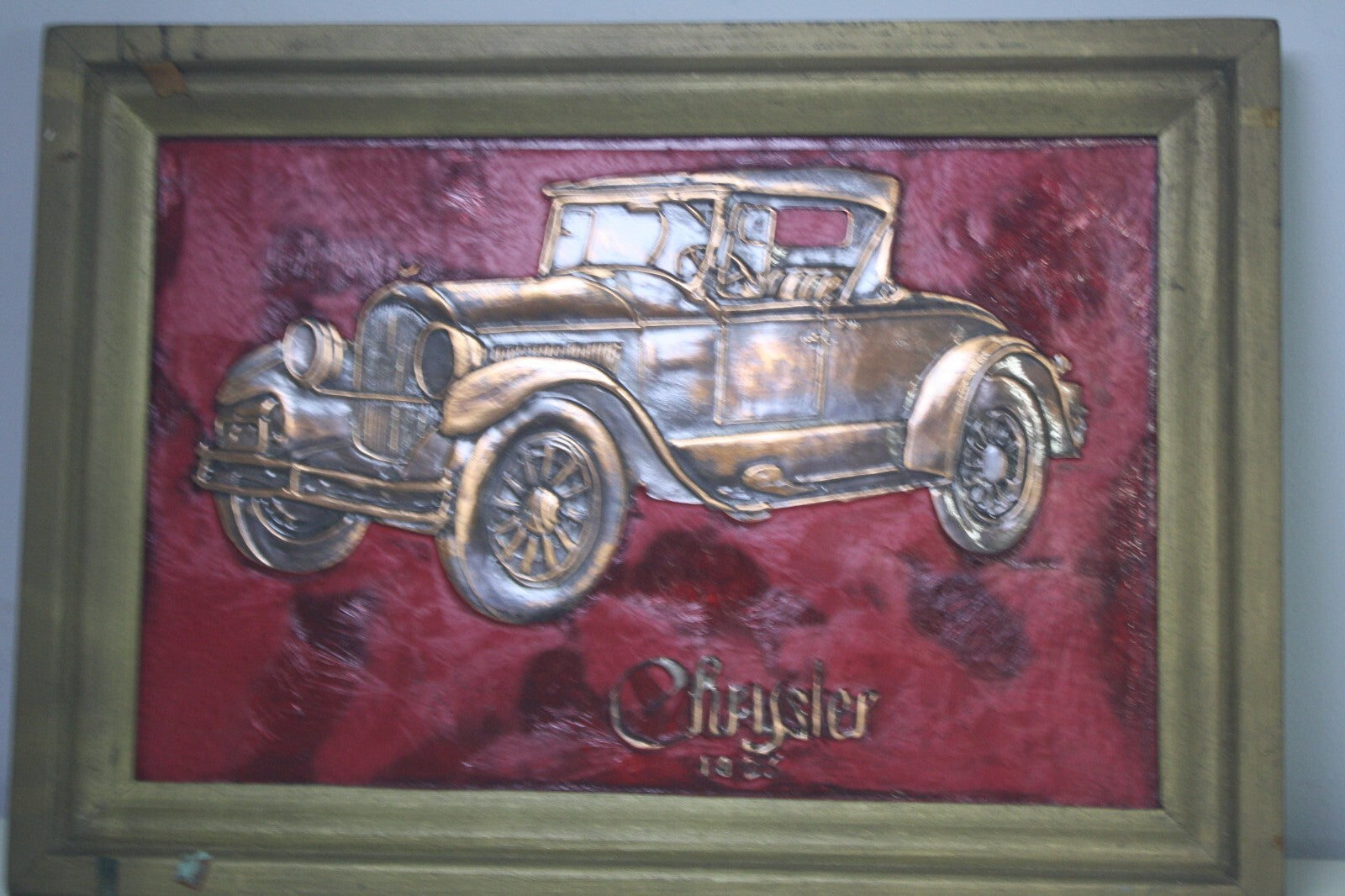 Vintage Chrysler 1929 Metal Relief Wall Art Plaque