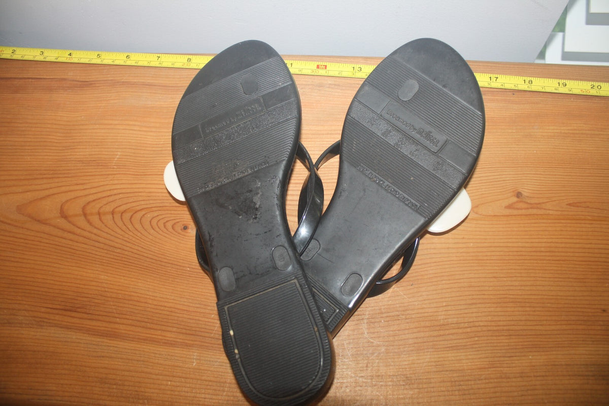 Mel by Melissa Black with White Flower Sandals size 8