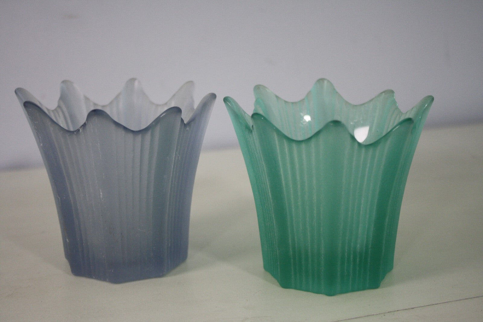 Two Frosted Tea Light Glasses