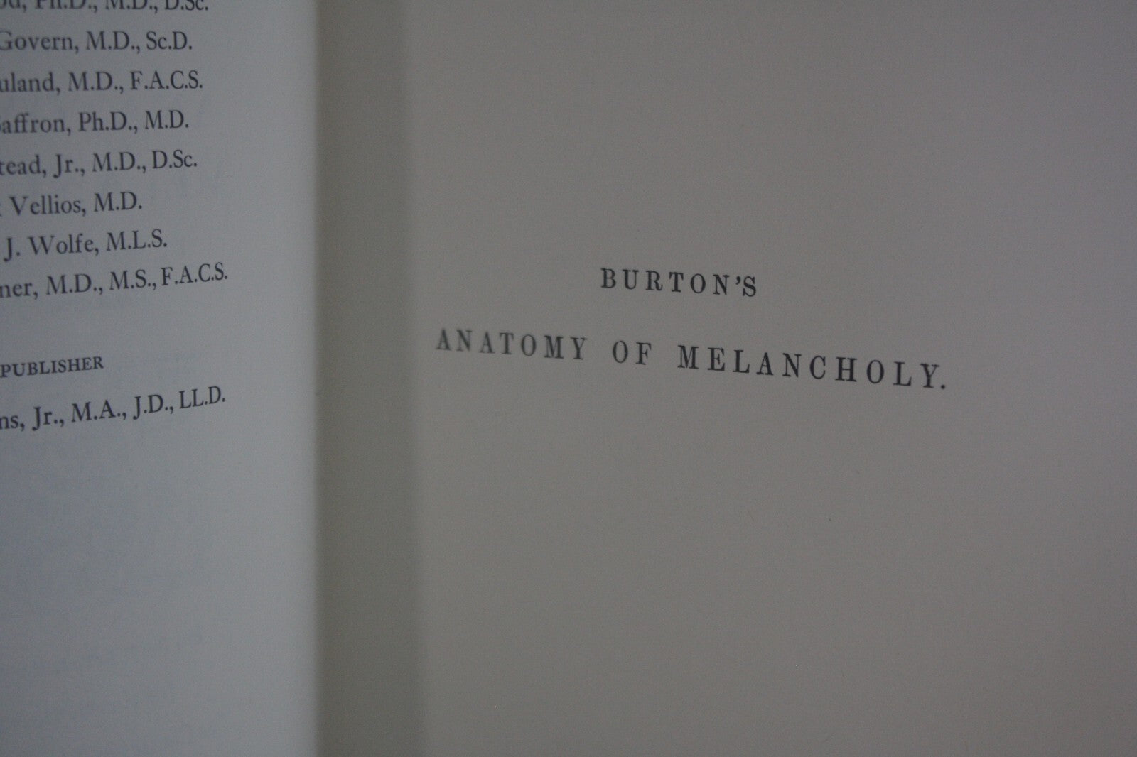 The Anatomy of Melancholy by Robert Burton