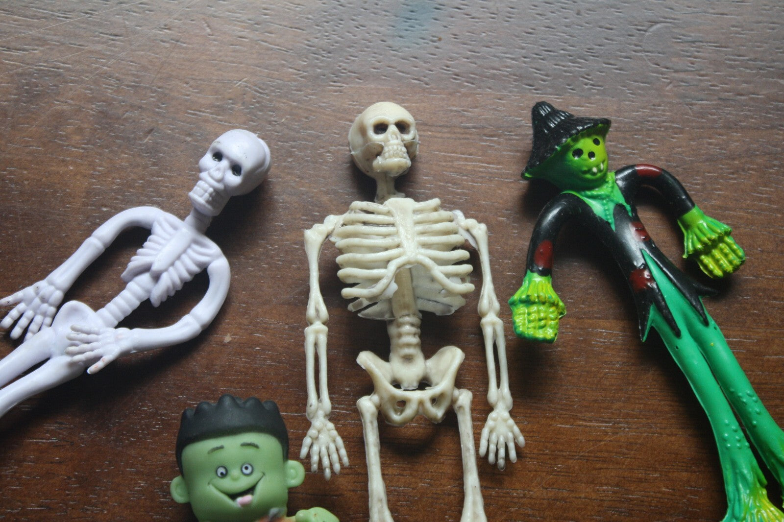 Set of 5 Vintage Halloween Skeleton and Monster Figurines