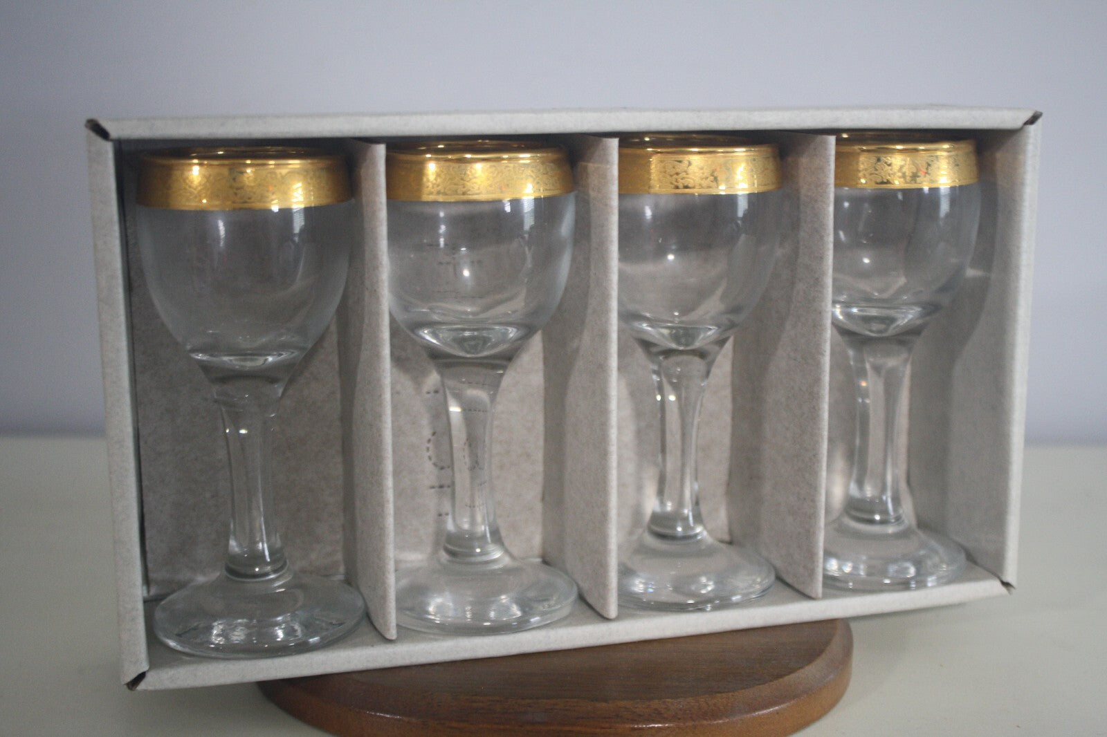 Vintage Imperial Crystal Cordial Glasses Decorated with 24k Gold Rims