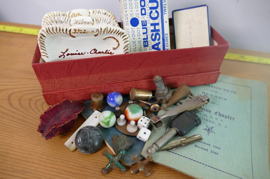 Mixed Ephemera Lot Including Vintage / Antique Jacks and Marbles