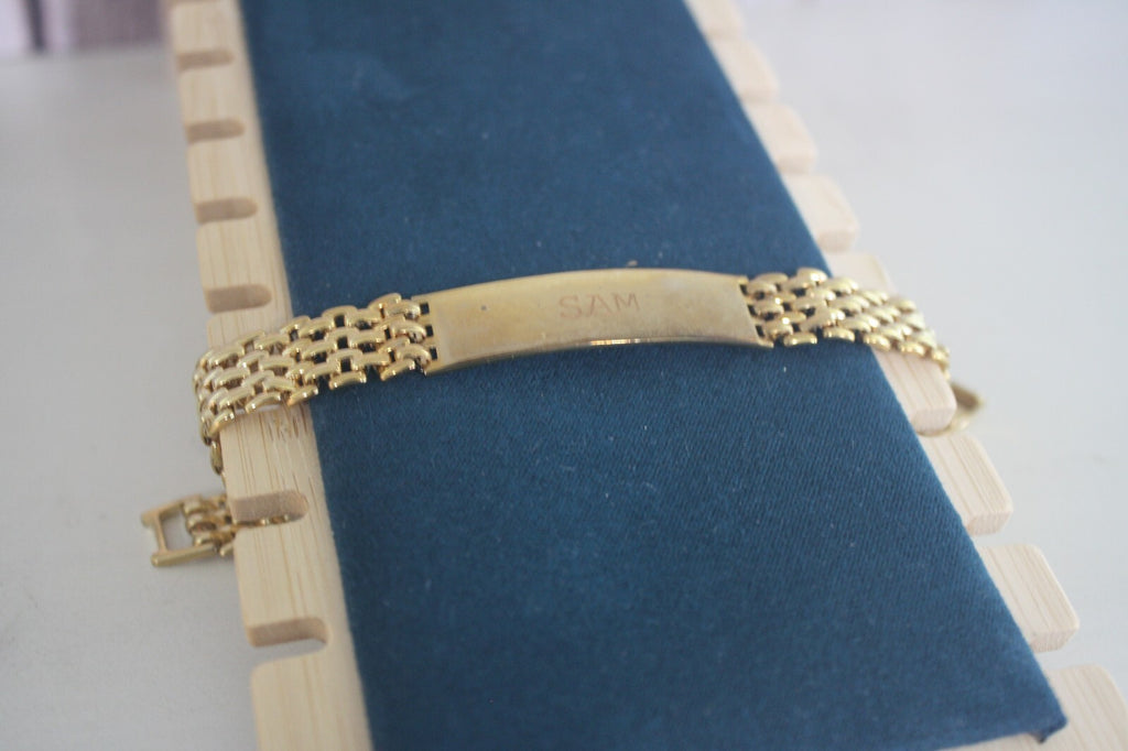 Vintage Gold Toned Bracelet Engraved "SAM" - Estate Find